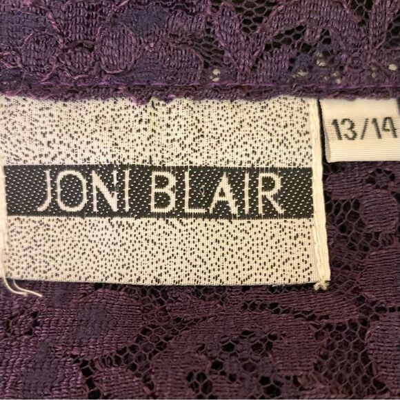 Joni Blair Vintage 90s Goth Purple Lace Dress Floor Length Keyhole Neckline - Picture 7 of 9